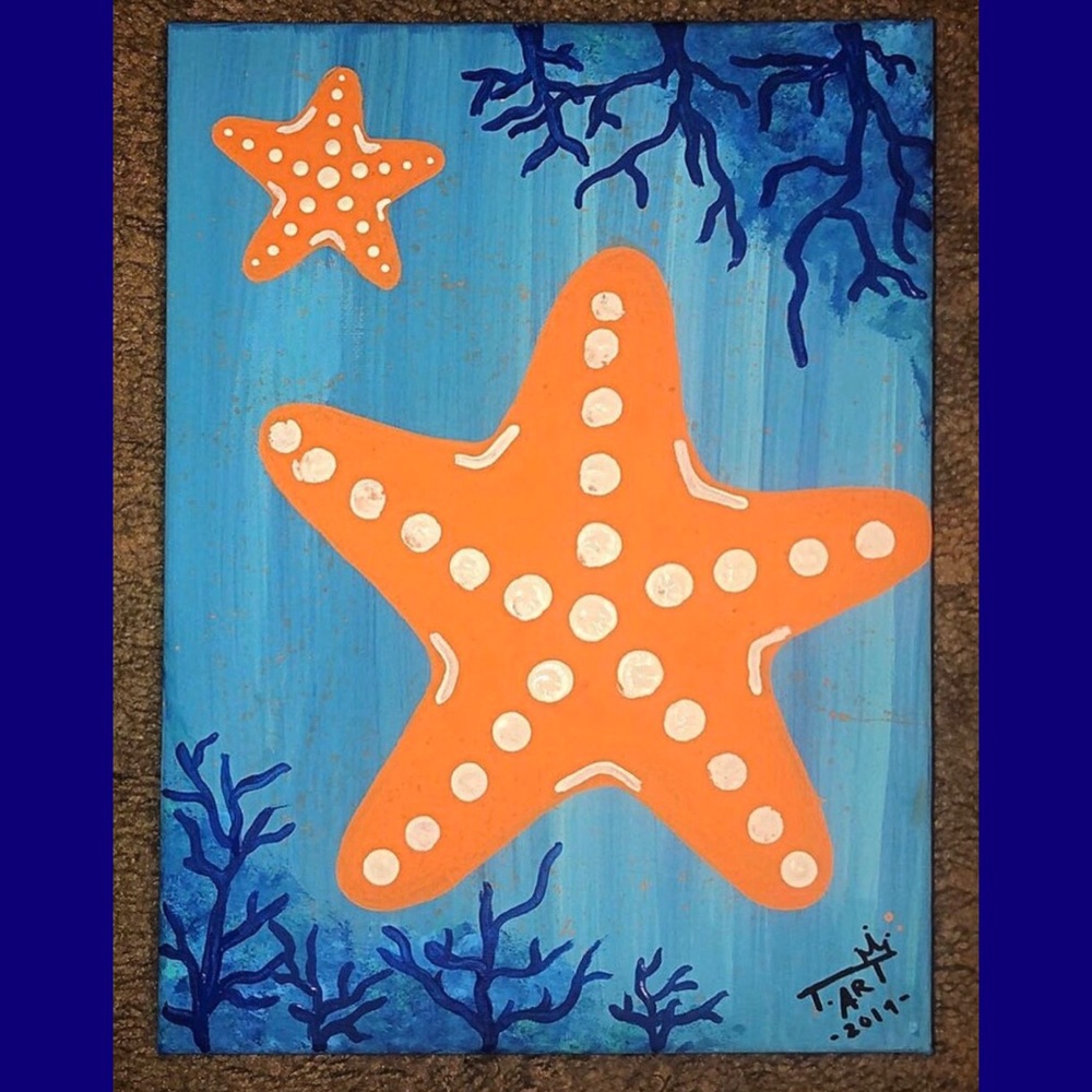 Starfish canvas acrylic painting
